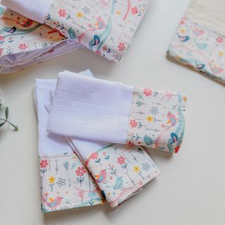 Kit 3 Fraldas de Boca  100% Algodão com Saquinho Presenteável Ceci Petit Home em Oferta na Shopee