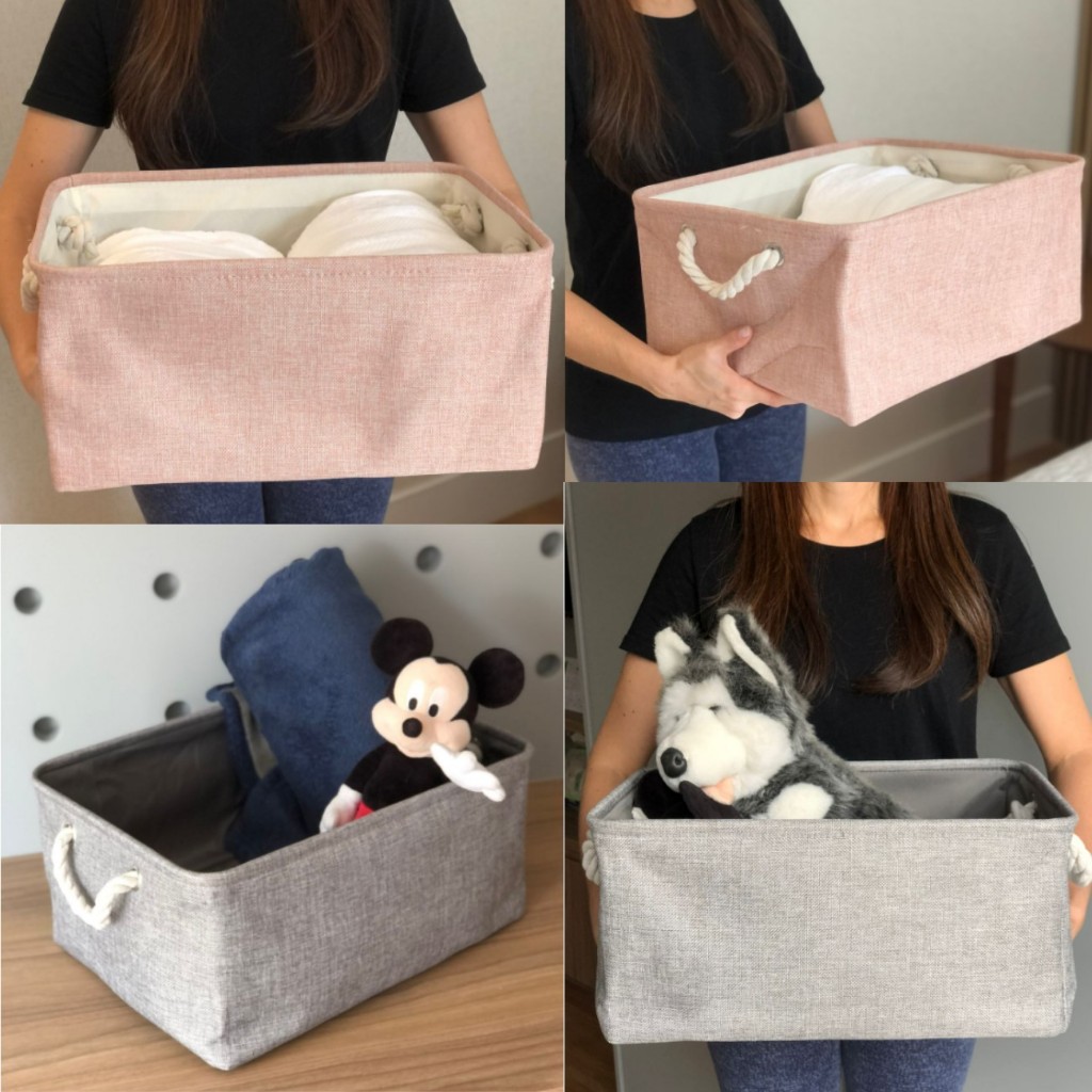 Caixa Cesto Organizador Tecido Linho dobrável 41x32x20 Multiuso Decorativo Funcional Cesta Produtos em Oferta na Shopee
