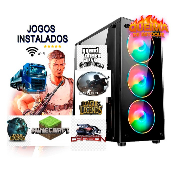 cpu pc gamer i3 barato pra casa escritorio lojas trabalhos 8gb ssd128+hd500g wifi corel lol cs mine