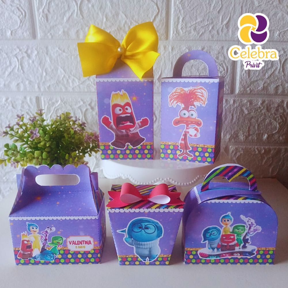 PEGUE E MONTE - Kit caixas Personalizadas DIVERTIDAMENTE Lembrancinhas mimos personalizados para Festa