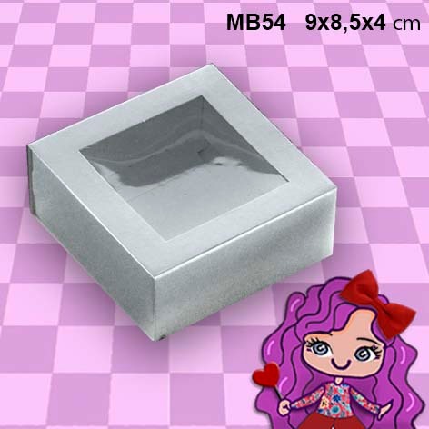Embalagem MB54 em papel Cartão Branco/Kraft e Visor em PVC-09x8,5x04cm - Pacote com 10 unidades - Acompanha as Forminhas