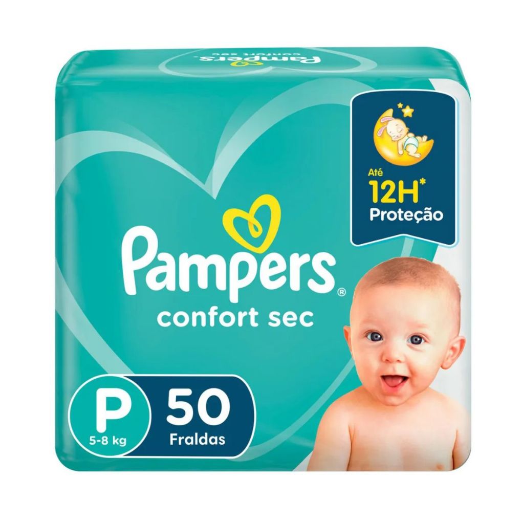 Fralda Infantil Pampers Confort Sec Tamanho P Com 50 Unidades em Oferta na Shopee