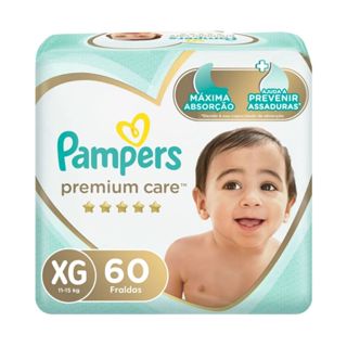 Fralda Infantil Pampers Premium Care XG Com 60 Unidades em Oferta na Shopee