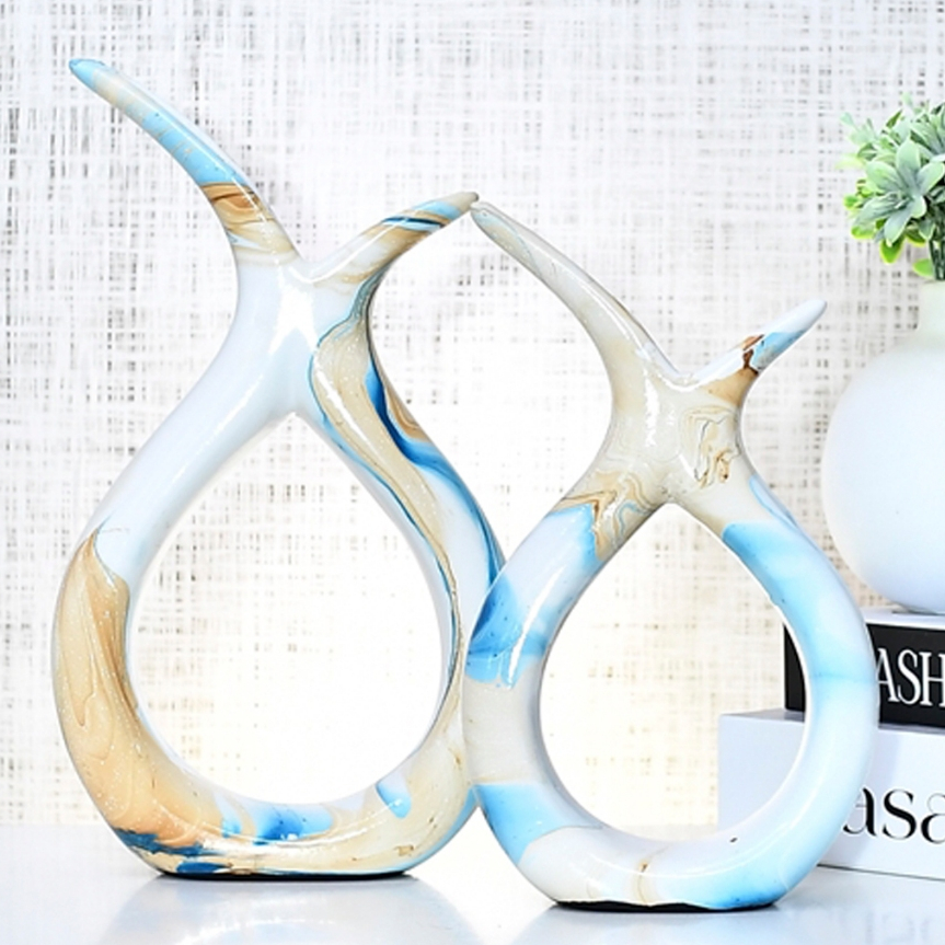 Conjunto Dupla 2 Vaso Enfeite Kit Sala Rack Ceramica Decorativo Vasinho Centro Mesa Decoração Balcão