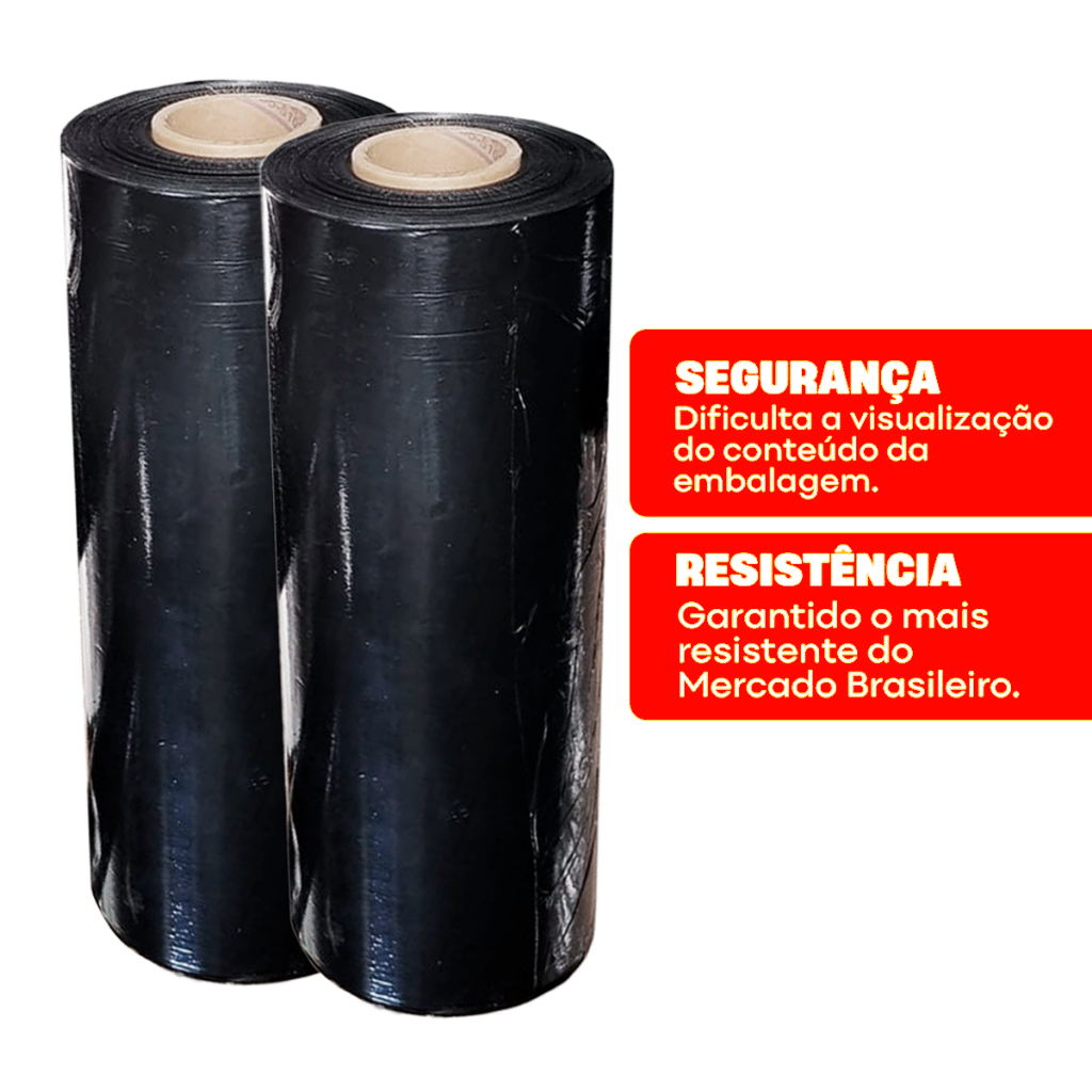 Kit 2 Filme stretch preto 500 X  0,025 (400m) plastico filme para embalagem em Oferta na Shopee