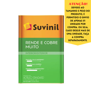 Tinta Acrílica Suvinil Rende e Cobre Muito Cores 18 Litros em Oferta na Shopee