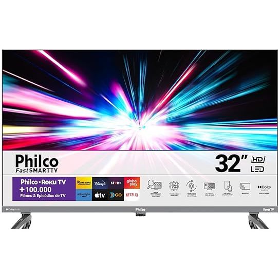 Smart TV 32” Philco PTV32K34RKGB Roku TV Led Dolby Audio em Oferta na Shopee