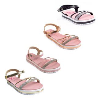 Sandália Molekinha Infantil Menina Flatform Strass 2305.1565 em Oferta na Shopee