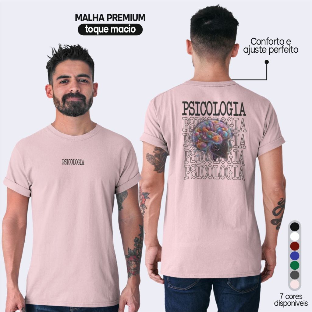Camiseta Curso Psicologia Camisa Psicologia Tshirt 100% Algodão Premium