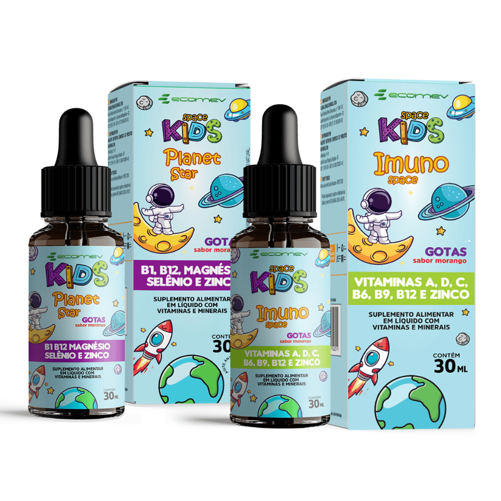 Kit Saude Vitamina Kids Foco + Imuno Magnesio Selenio Zinco Vit A D3 C B1 B12 B6 B9 B12 Ecomev em Oferta na Shopee