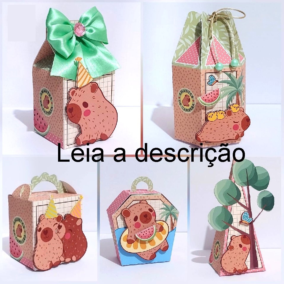 Kit PEGUE E MONTE Capivara | Lembrancinhas caixinhas personalizadas | festa Aniversário | Com ou Sem Aplique