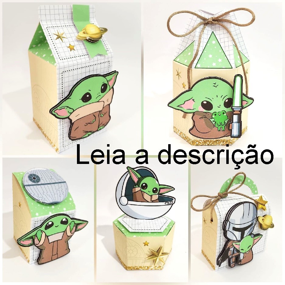 Kit DESMONTADO  Baby yoda | Lembrancinhas caixinhas personalizadas | festa Aniversário | Com ou Sem Aplique