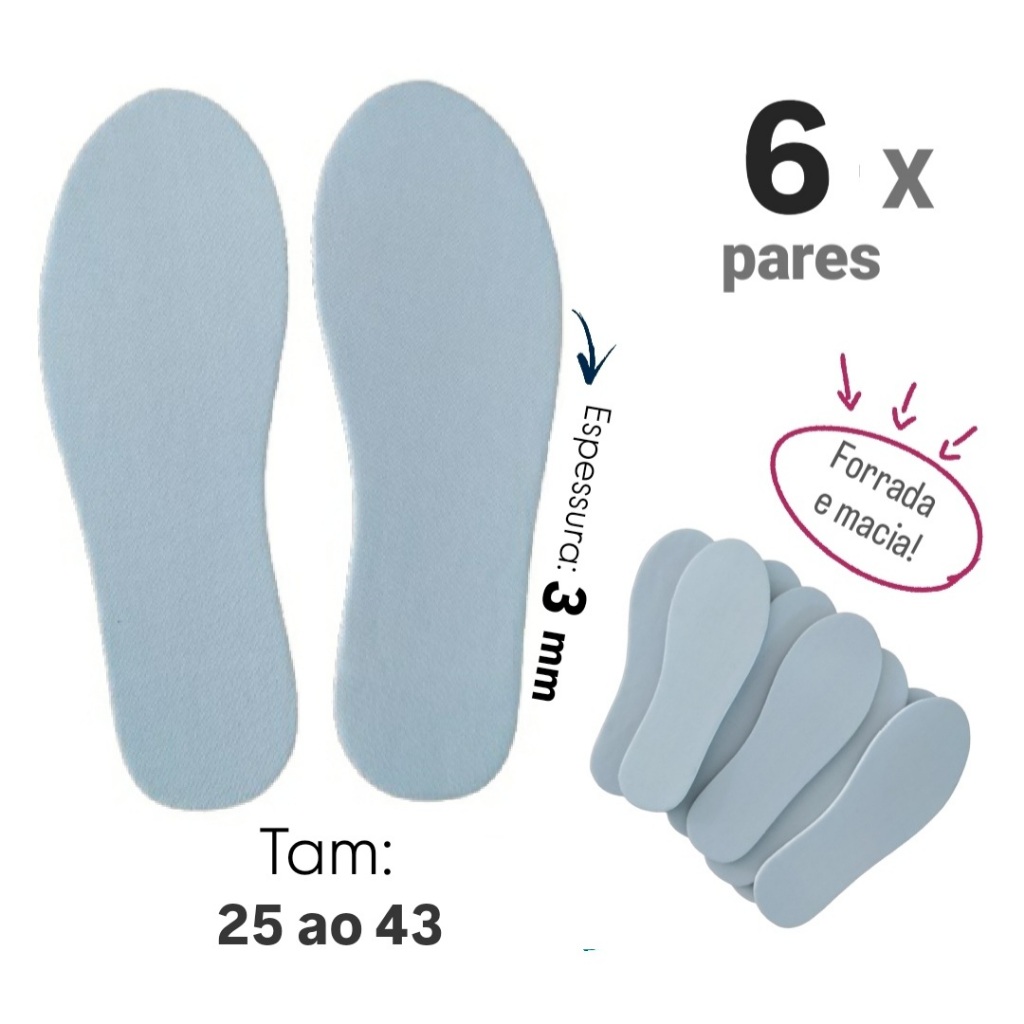 PALMILHA EM EVA 3 MM, 25 AO 43 P/ TENIS MASCULINO E FEMININO, SAPATO, BOTA,SPATILHA,TENIS INFANTIL