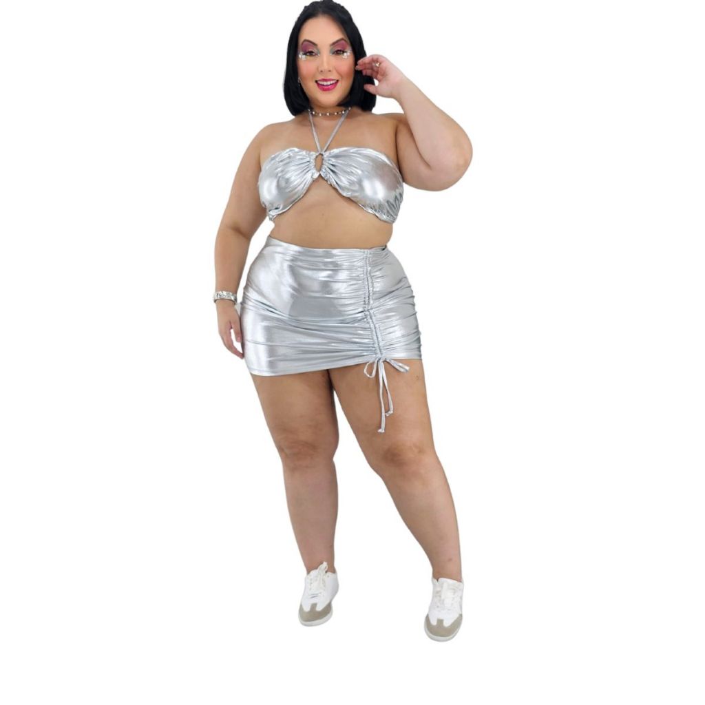 Cropped Metalizado Plus Size | BuscaProdutos