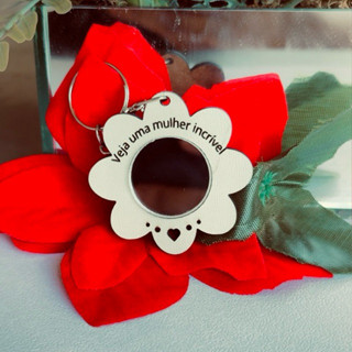 Chaveiro Flor com Espelho 43 unidades MDF BC, decoração, lembrancinhas em Oferta na Shopee