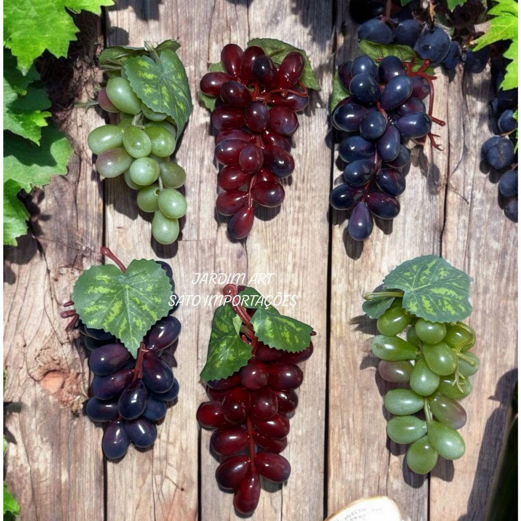 Cachos de Uva Fake Super Realistas – Verde, Roxo e Rosada – Decoração Perfeita para Seu Espaço