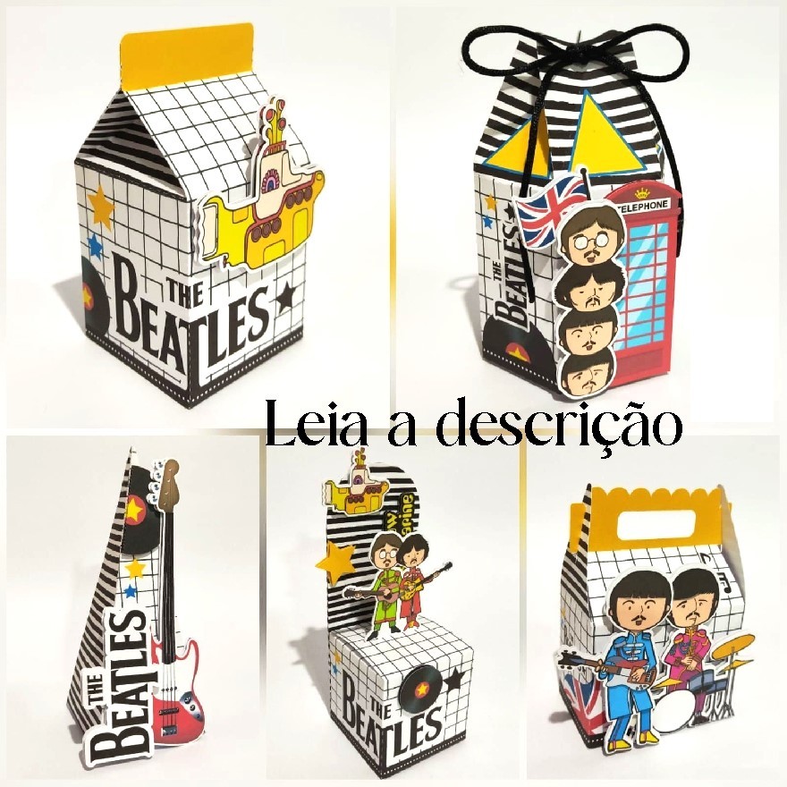 Kit PEGUE E MONTE THE BEATLES  | Lembrancinhas caixinhas personalizadas | festa Aniversário | Com ou Sem Aplique