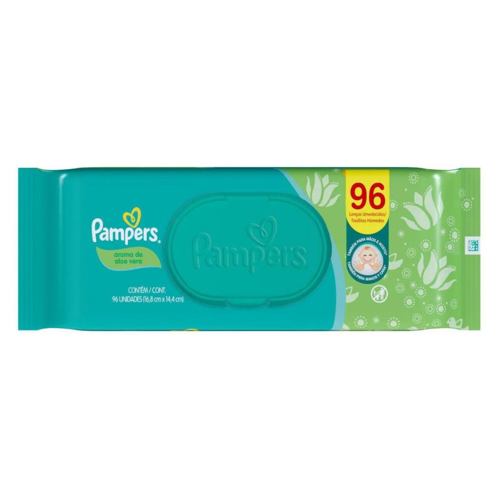 Lenço Umedecido Infantil Pampers Aloe Vera Com 96 Lenços