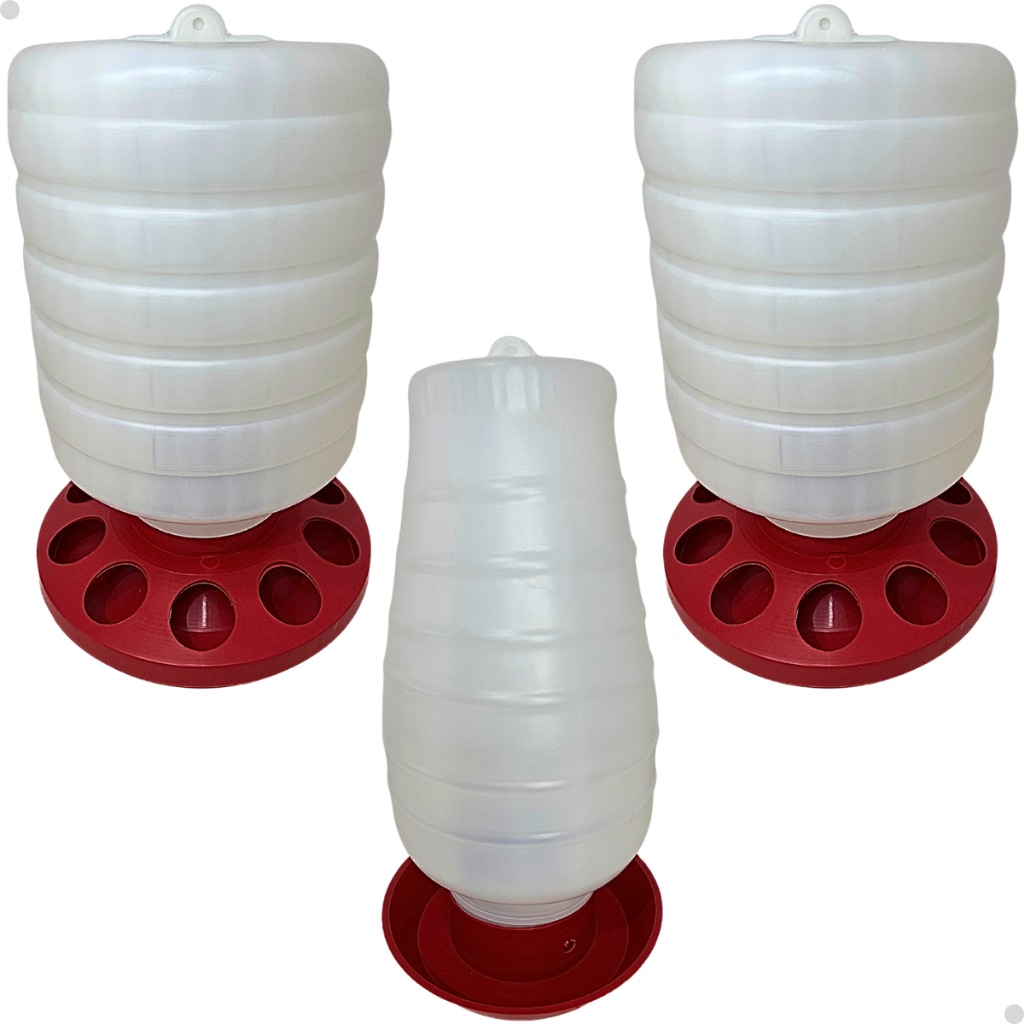 Kit 2 Comedouro 1 Bebedouro Galinha Aves Automático 5kg E 5l
