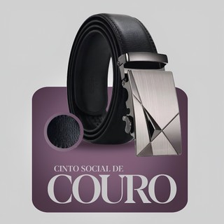 KIT 1 E 2 UNIDADES CINTO SOCIAL COURO FIVELA AUTOMATICA CINTO PRETO DE HOMEM FIVELA PRETA PRATA SOSIAL MARROM