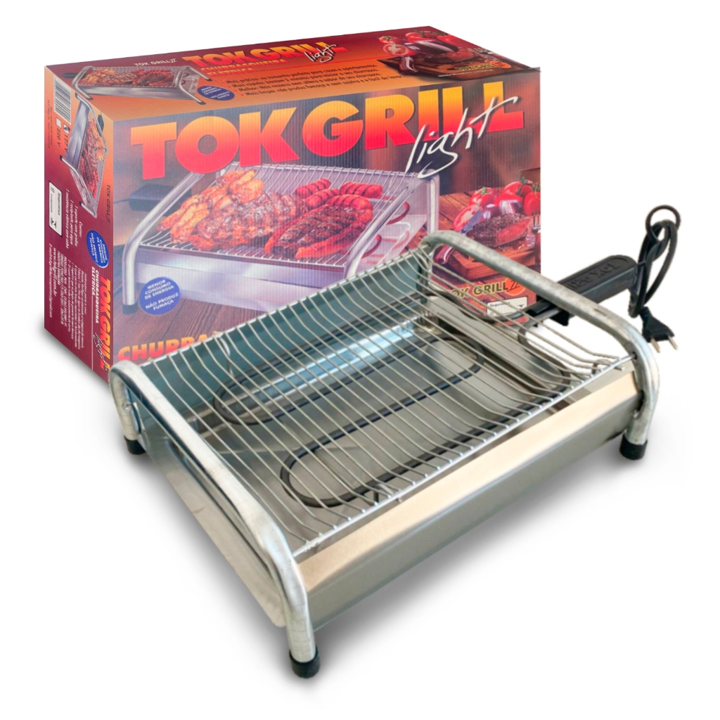 Churrasqueira Elétrica Tok Grill Grelha Cromada Sem Fumaça Cor Prateado 110v