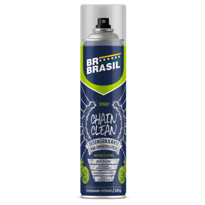 Limpa Corrente MOTO Chain Clean Desengraxante Spray 400ml BRBrasil em Oferta na Shopee