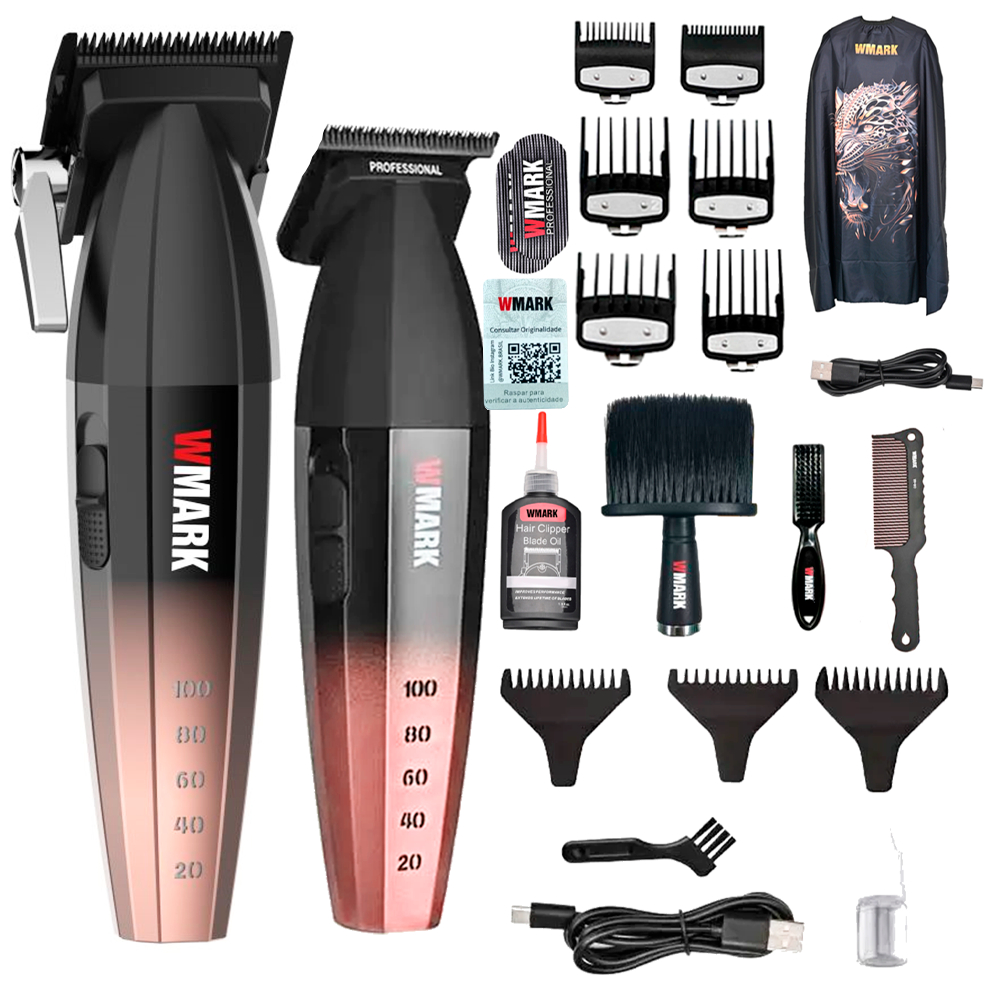 Kit 2 Maquina de Cabelo Wmark Ng 2038 Corte Ng 325 Acabamento Dourada em Oferta na Shopee