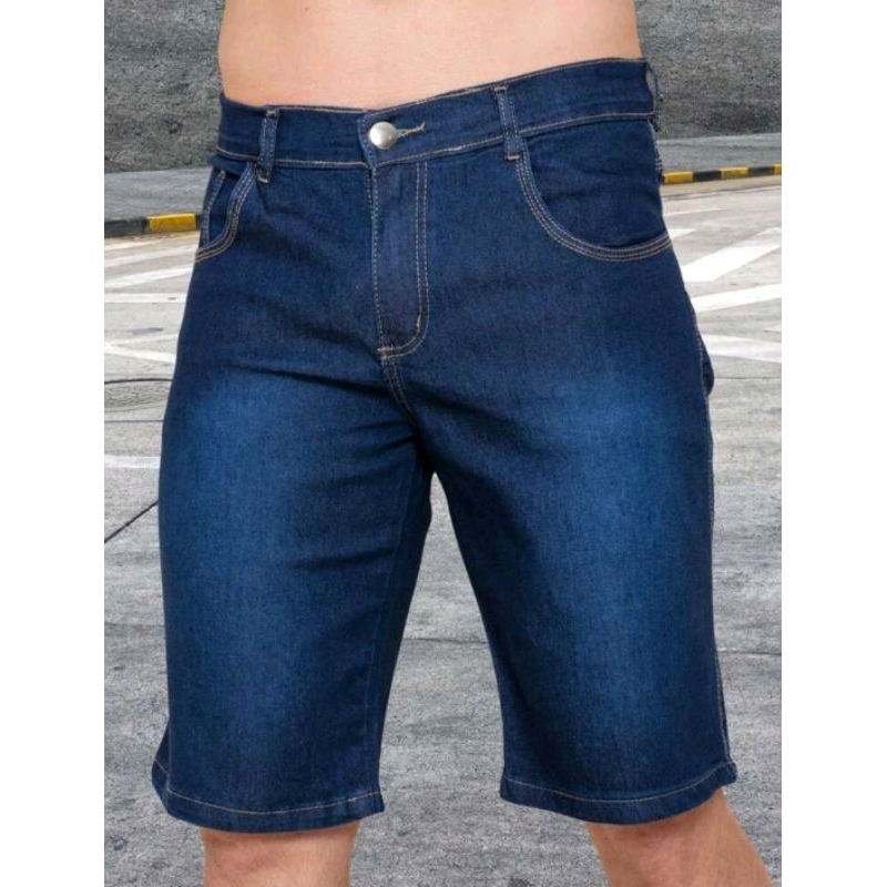 Bermuda Shorts Jeans Masculino Tradicional Lisa Com Elastano, Conforto e Estilo para o Dia Dia