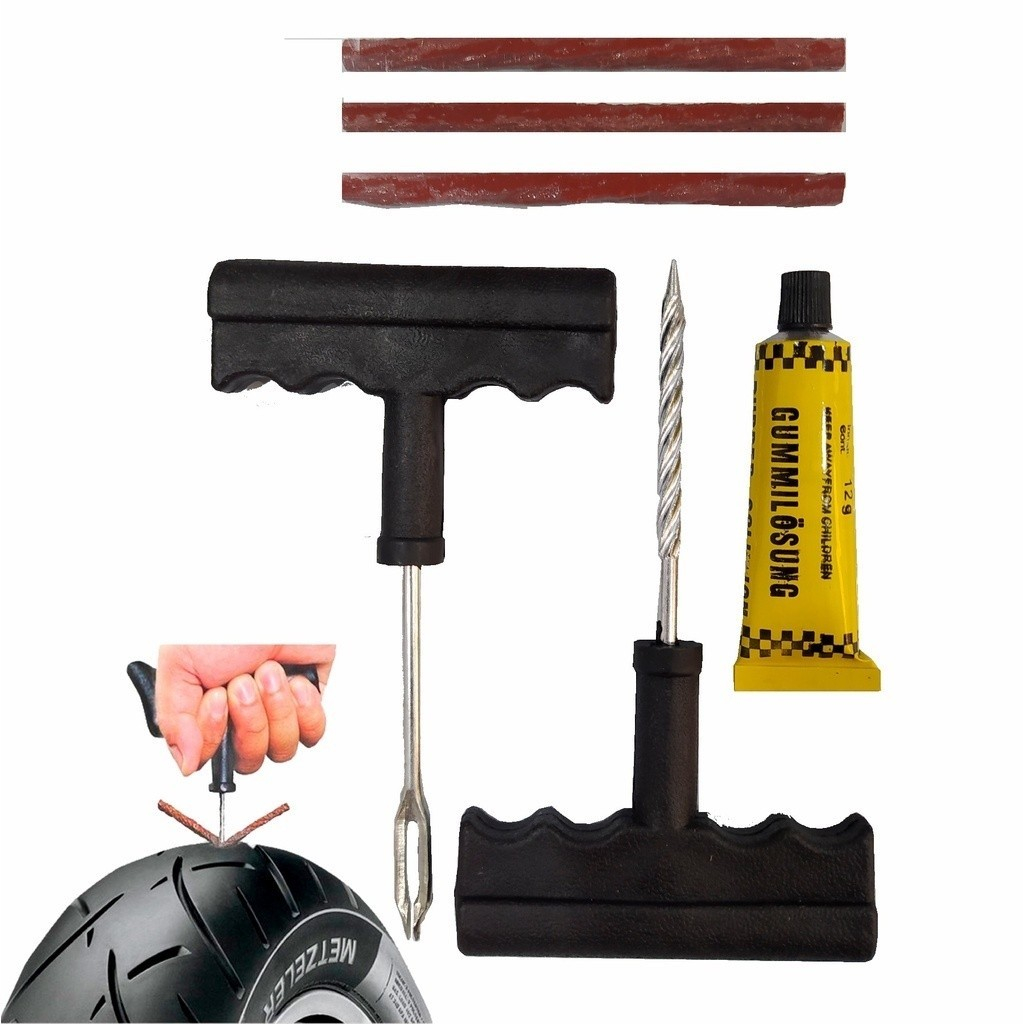 Kit Remendo Aplicador De Reparo Pneu Carro Moto Biciclete Sem Câmara em Oferta na Shopee