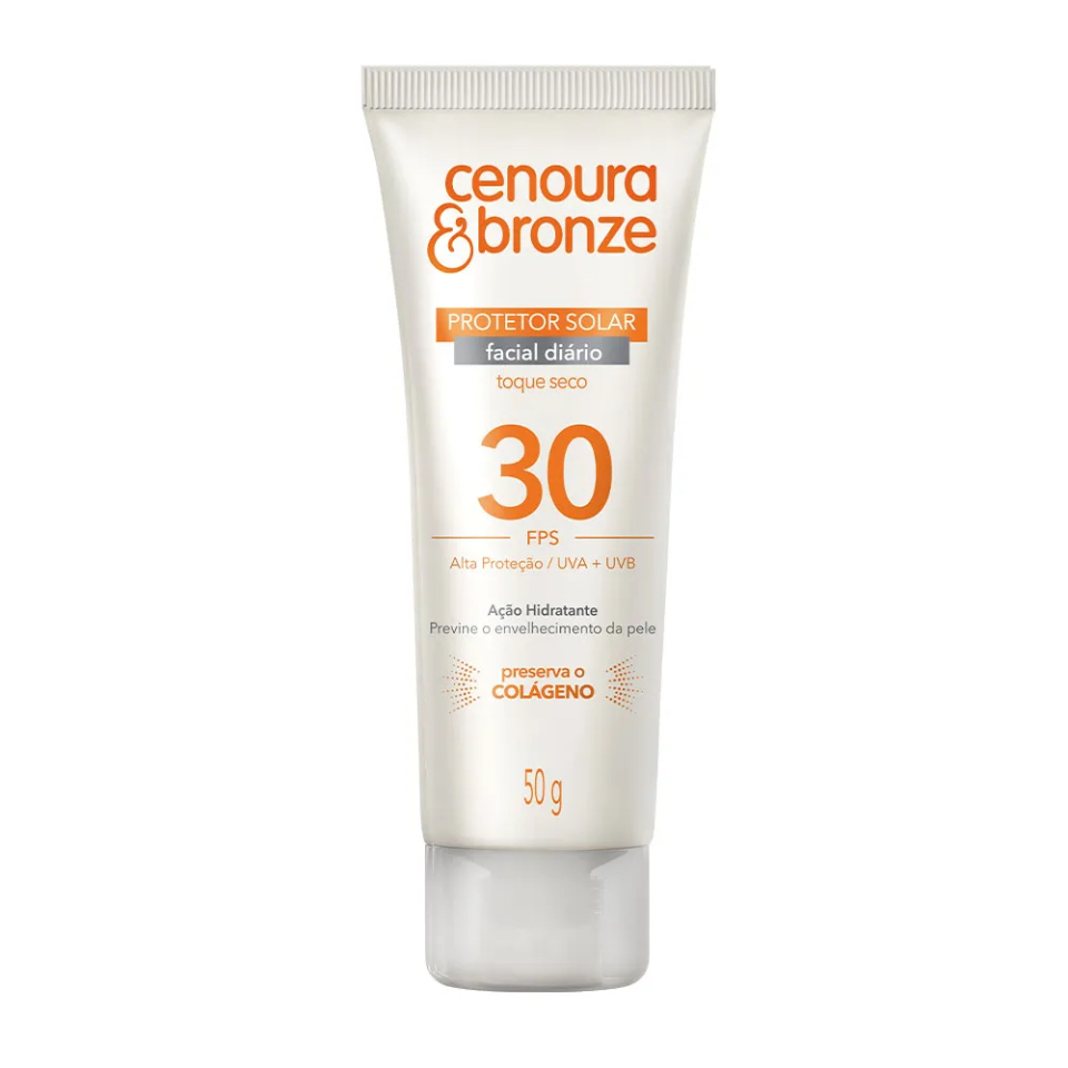 Protetor Solar Facial 50g Cenoura & Bronze Diário FPS 30 em Oferta na Shopee