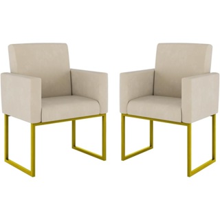 Kit 2 Poltronas Nina Base de Ferro Dourado CORES VARIADAS em Oferta na Shopee