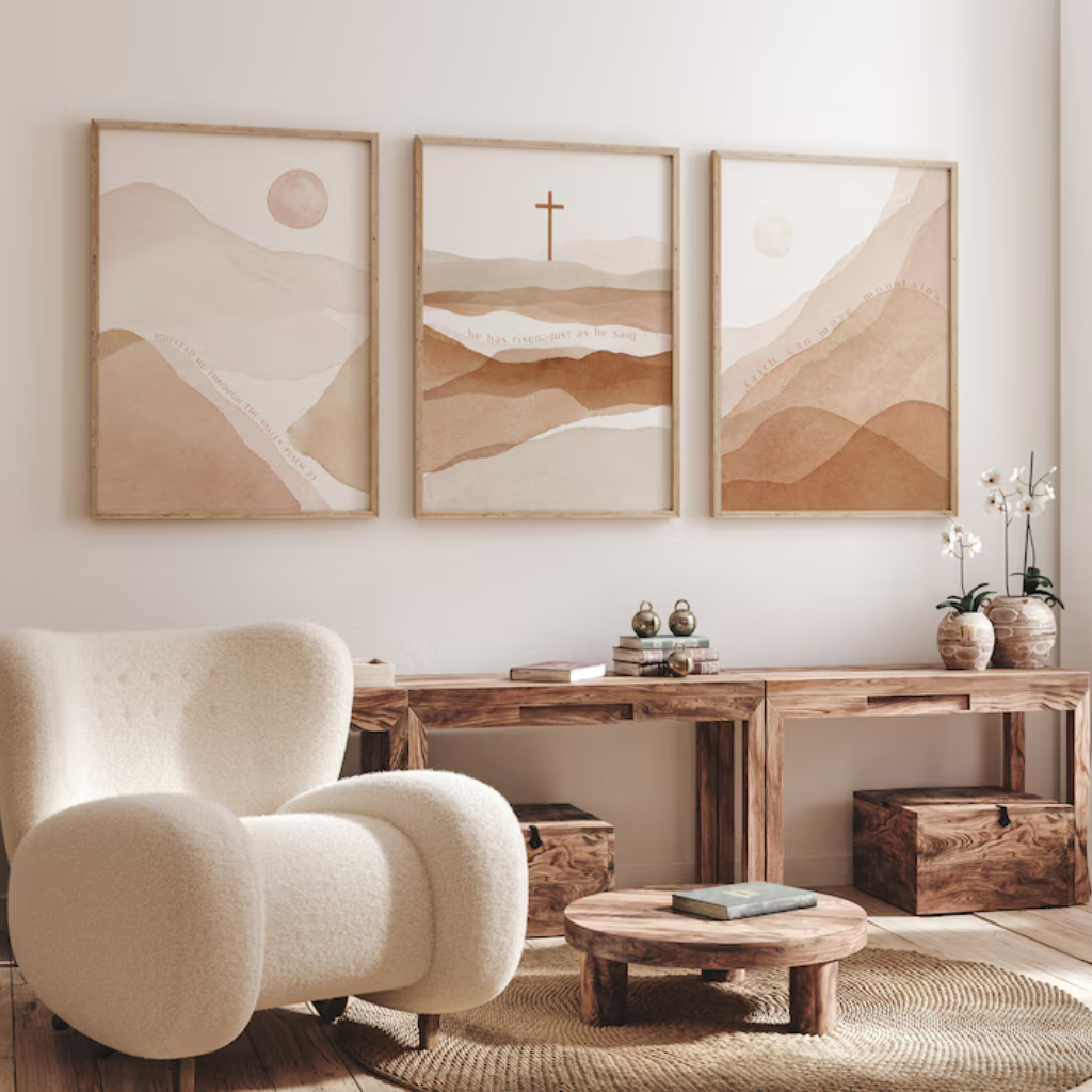 Kit Quadros Decorativos Minimalista Cristao Para Sala, Escritorio e Quarto - Mover Montanhas No1 em Oferta na Shopee