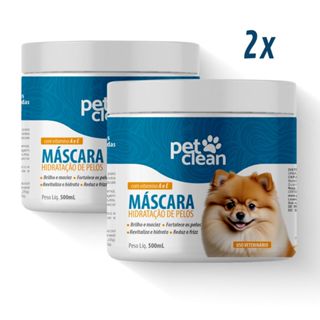Pet Clean Kit 2 Máscara para Hidratação de Pelos 500ml Cães e Gatos Reduz Frizz em Oferta na Shopee