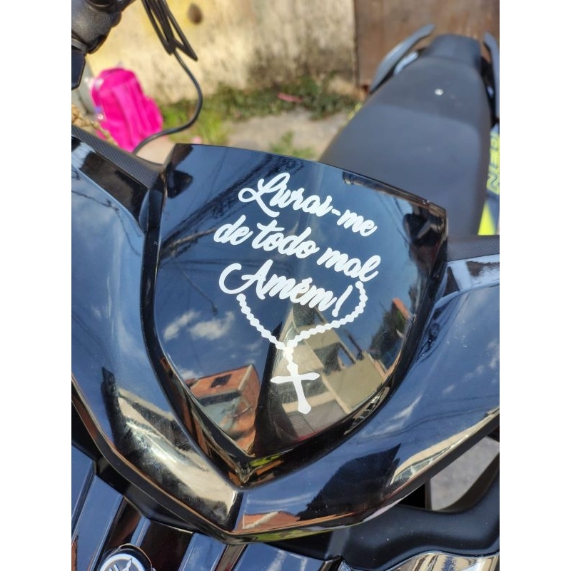 Adesivo Livrai-me de todo mal, Amém! Para Carro, moto, capacete, baú, bike