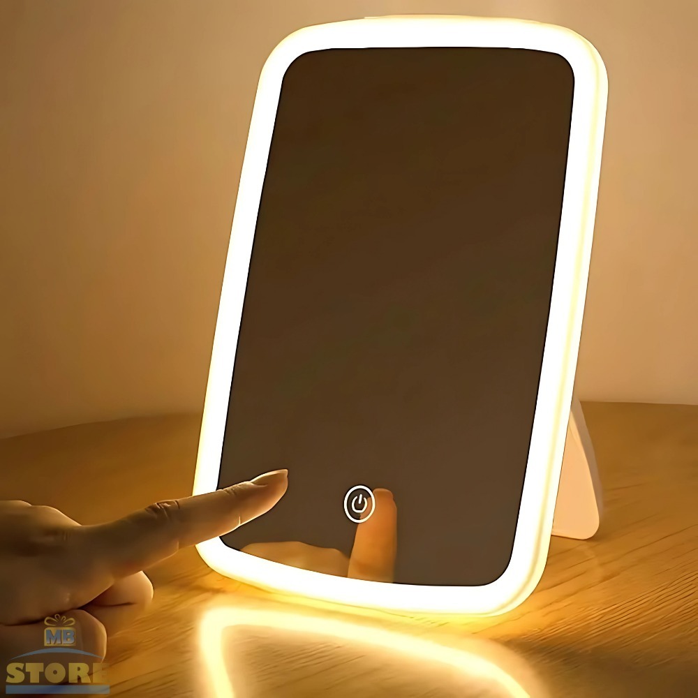 Espelho Maquiagem LED Linear 3 Cores de Luzes Touch Ajustáveis Portátil