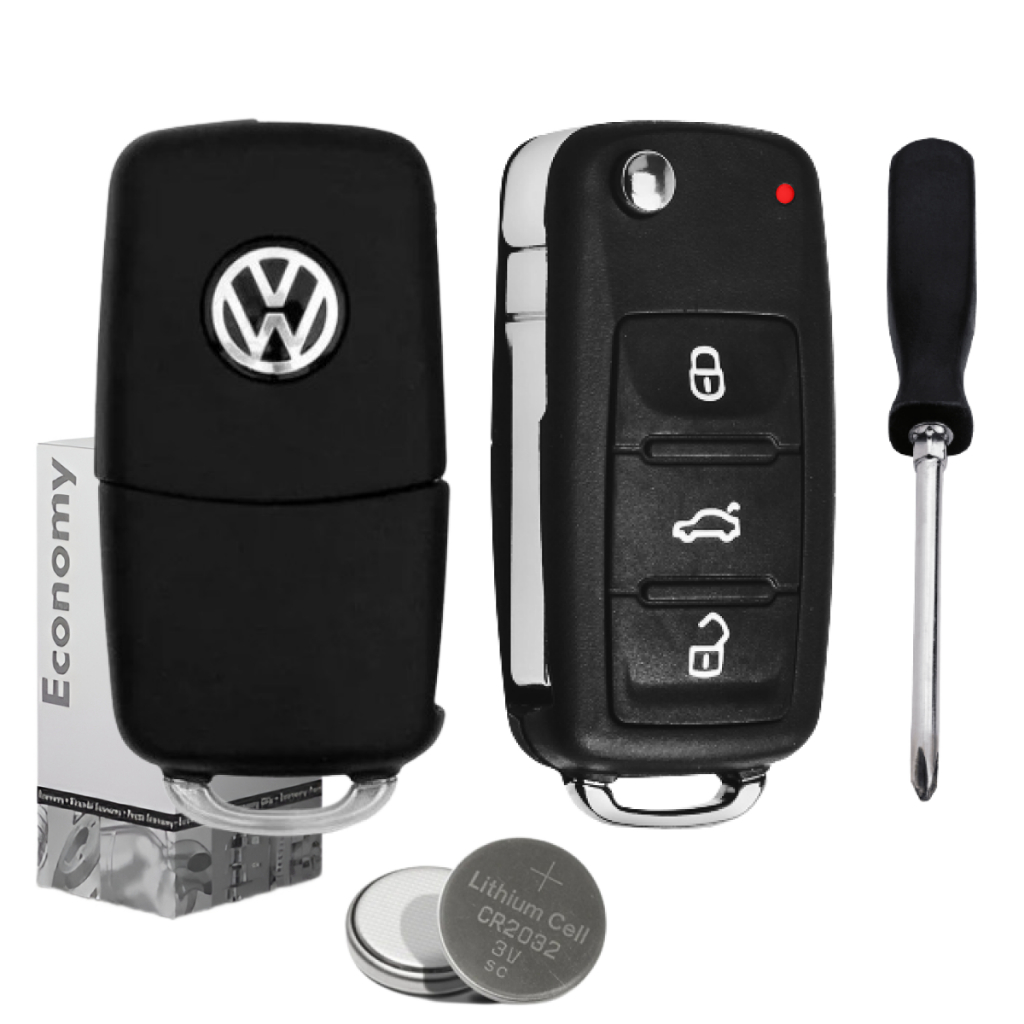 Capa Carcaça Chave Canivete Vw G6 Gol Fox Golf Polo Saveiro Kit Bateria + Chave de Fenda