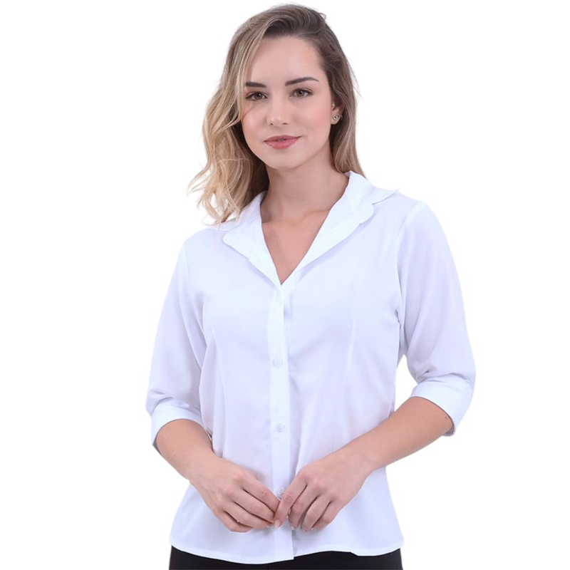Camisete manga 3/4  camisa social feminina