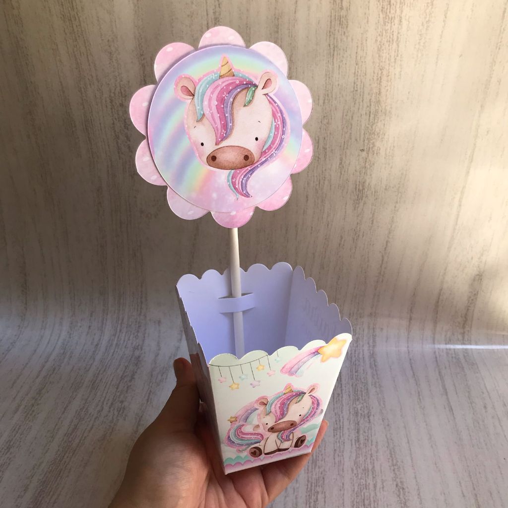 Centros de mesa Cachepot Unicórnio  Personalizado com Nome | Cachepot Festa Infantil Chá Aniversário Decoração