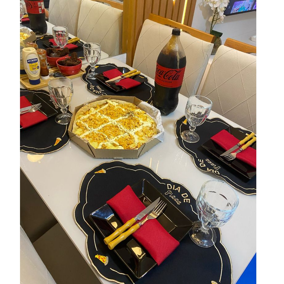 Jogo Americano 12 Pçs Souplats Mesa De 6 Lugares DIA DE PIZZA Guardanapo em Oferta na Shopee