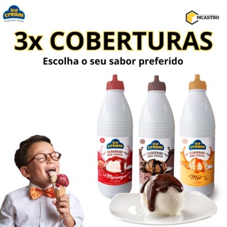 KIT 3X COBERTURAS ICE CREAM 1,3KG - ESCOLHA SEU SABOR - PARA AÇAI E SORVETE em Oferta na Shopee