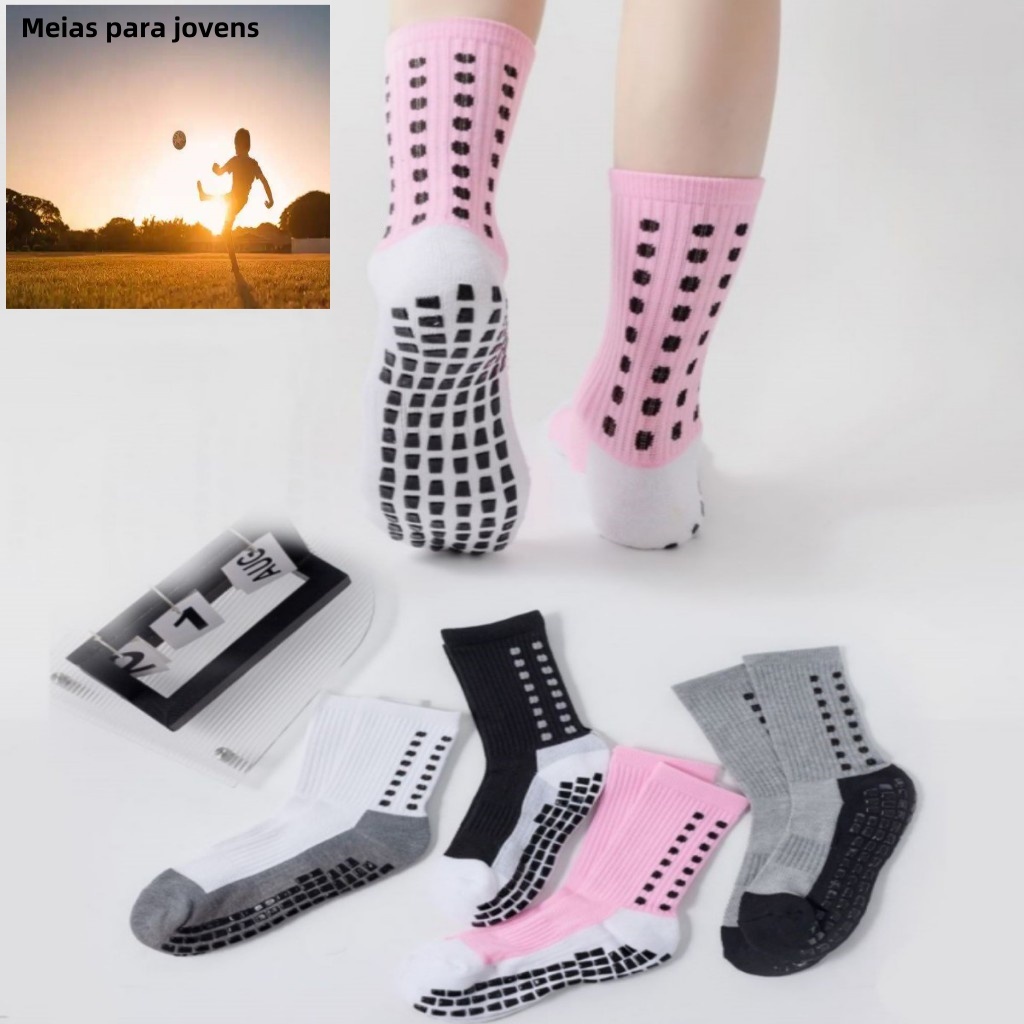 3/6/12 pares meia Antiderrapante adequada para futebol juvenil basquetebol ioga trampolim vário desporto tamanho 35-40 em Oferta na Shopee