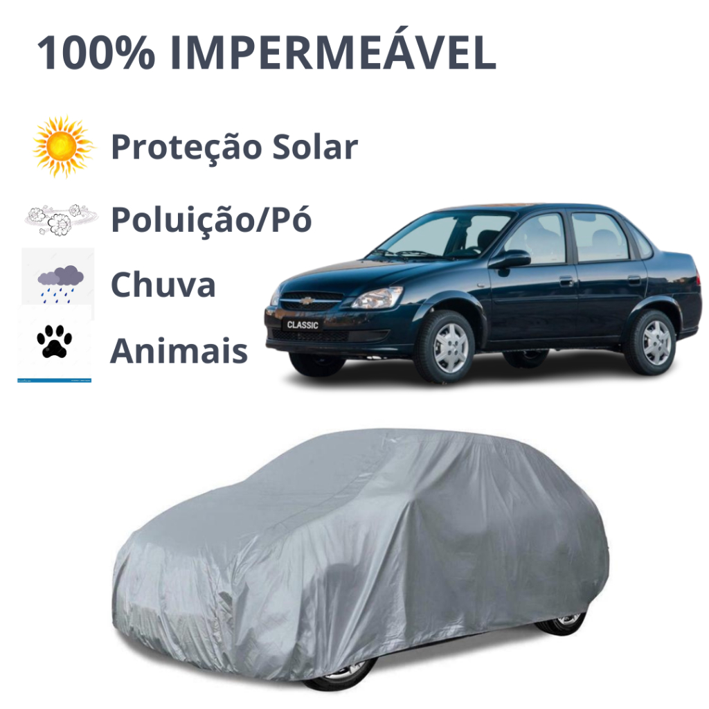 Capa para Cobrir Carro CORSA CLASSIC, 100% IMPERMEÁVEL Protege do Sol, Chuva, Poeira e risco