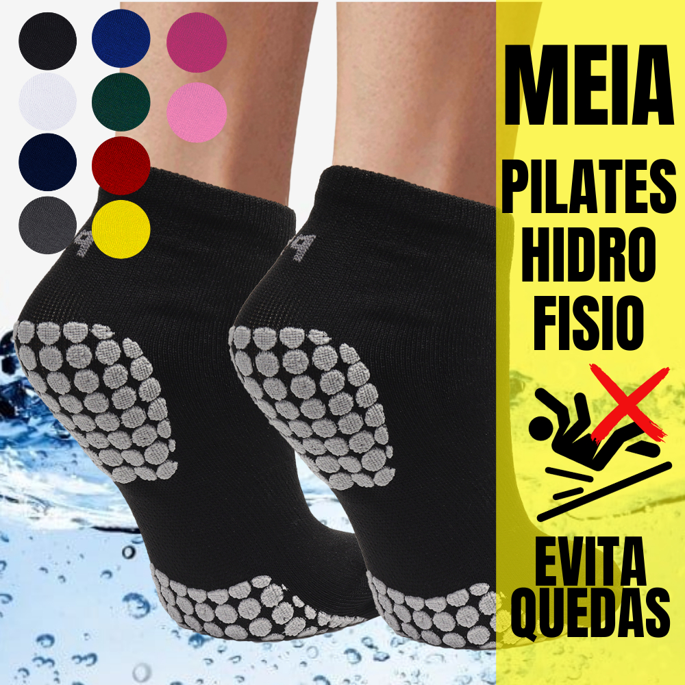1 Par Meia Antiderrapante Hidroginástica Juvenil Adulto 34 39 e 39 42  Unissex Pilates Yoga  Antiaderente Idoso Piscina em Oferta na Shopee