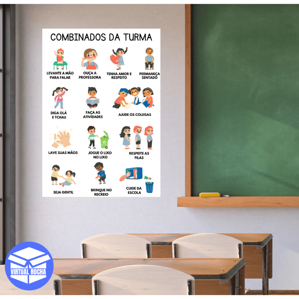 Quadro Decorativo Sala De Aula Escola Combinados Alunos Comportamento MDF em Oferta na Shopee