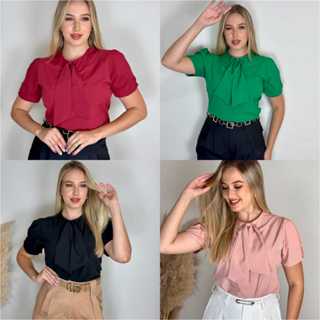 Blusa Feminina Moda Evangélica Plus Size P ao G3 Blusinha Modinha Social Manga Curta em Oferta na Shopee