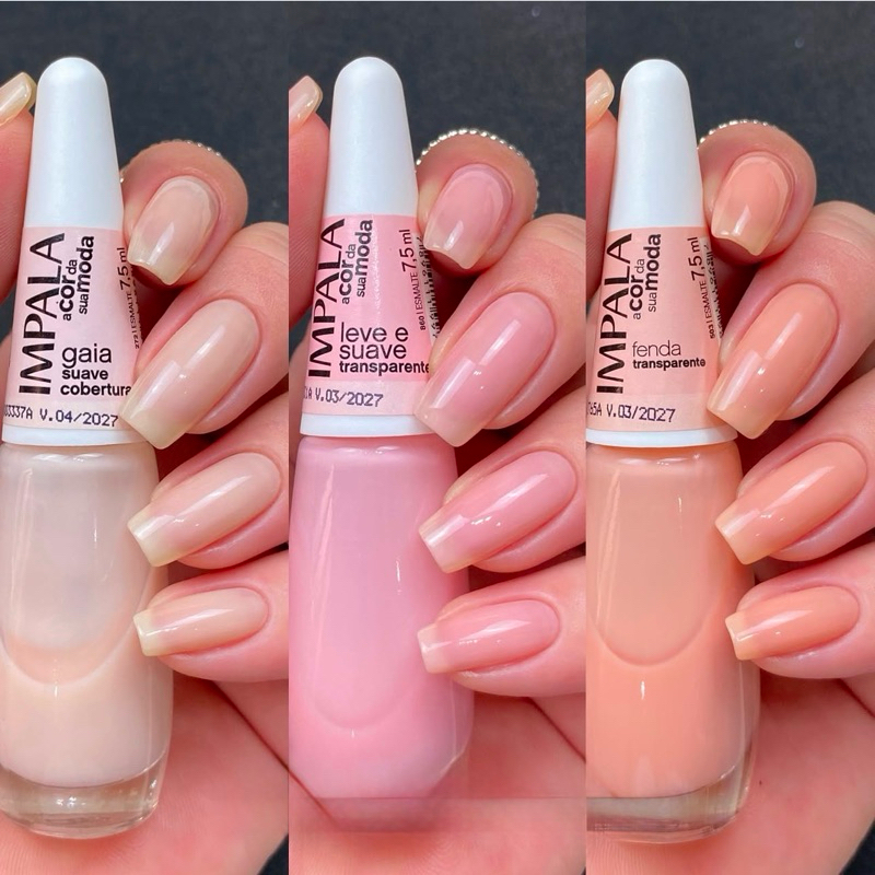 Kit 3 Esmalte Impala Transparente Gaia , Leve e Suave e Fenda
