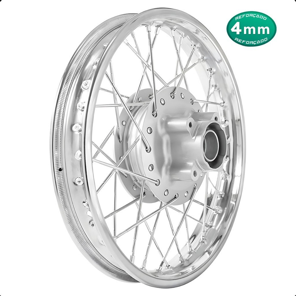 Roda Traseira Pop 100 Pop 110i 4mm Raiada Cromada Alinhada e Balanceada
