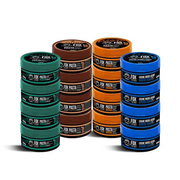 20 UNI PASTA MODELADORA 80GR FOX FOR MEN - 5 Premium + 5 Coffe + 5 Orange + 5 Teia em Oferta na Shopee