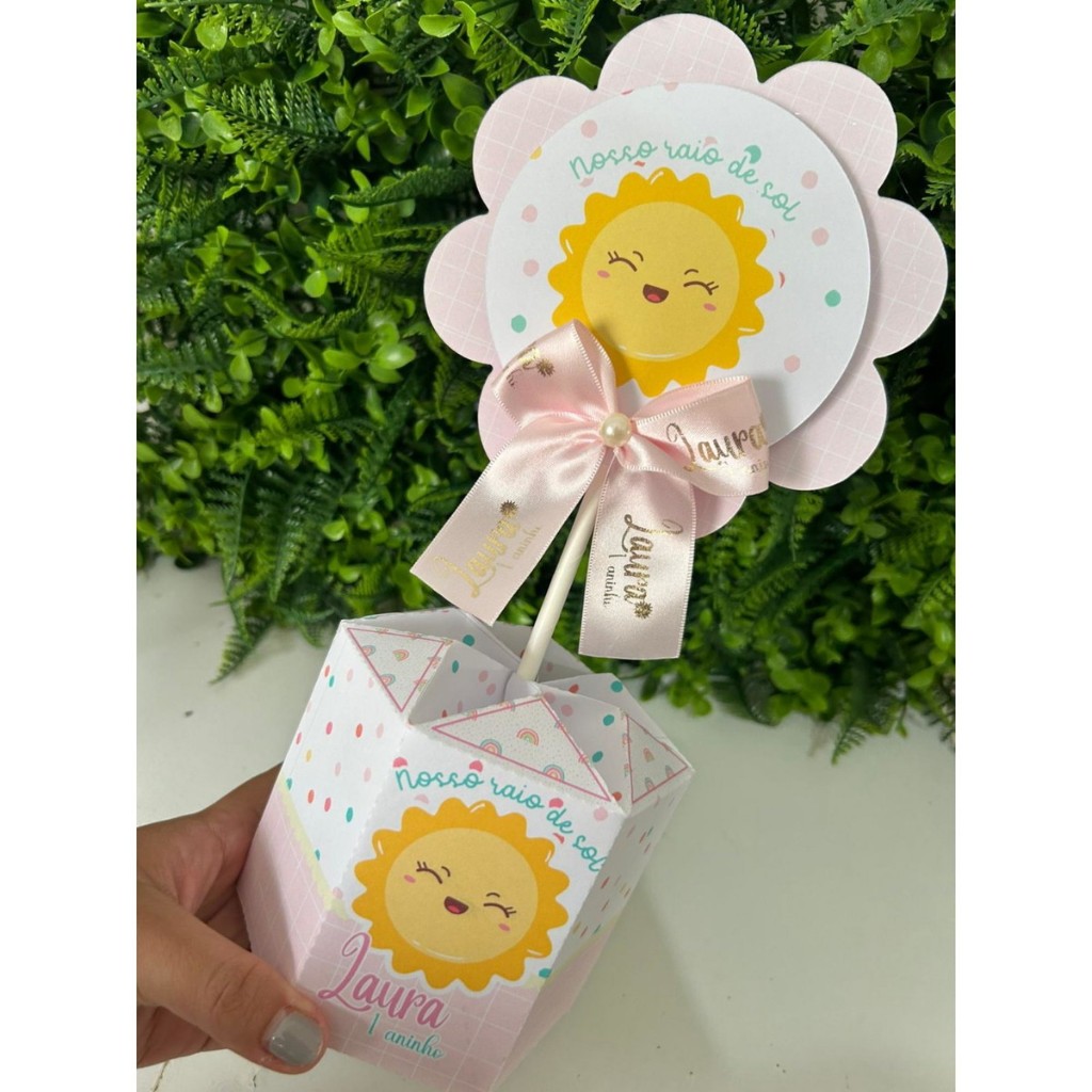 Kit de Centro de mesa Raio de Sol | Arranjo de mesa | Enfeite | Cachepô | Lembrancinha Personalizado