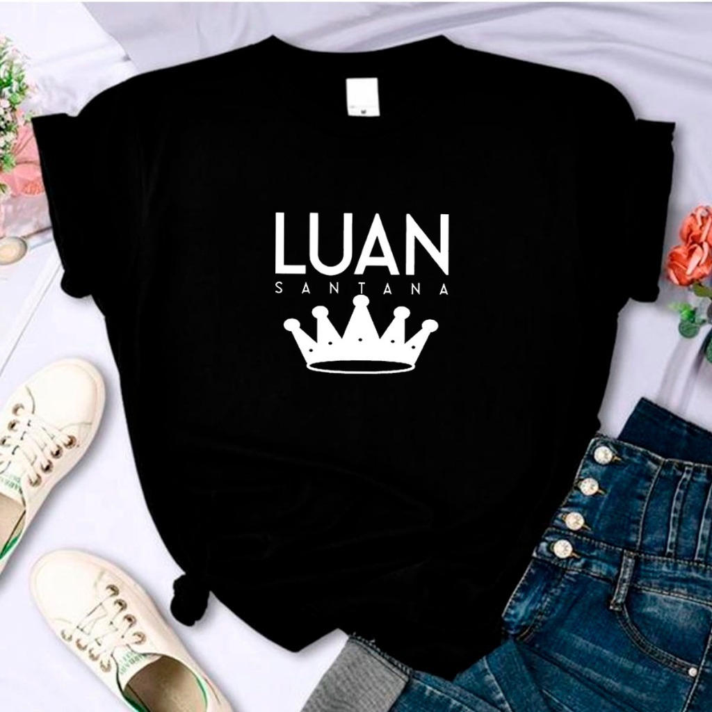 Blusa Camiseta Luan Santana T-shirt Camisa Sertaneja Básica ou Baby Look em Oferta na Shopee